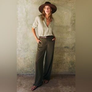 Z Supply Olive Z Micah Linen Trouser Pant